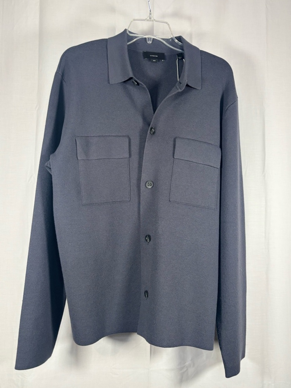 NWT VINCE  Mens Minimalist Gray Button-Up Knit Utility Shirt Jacket size M